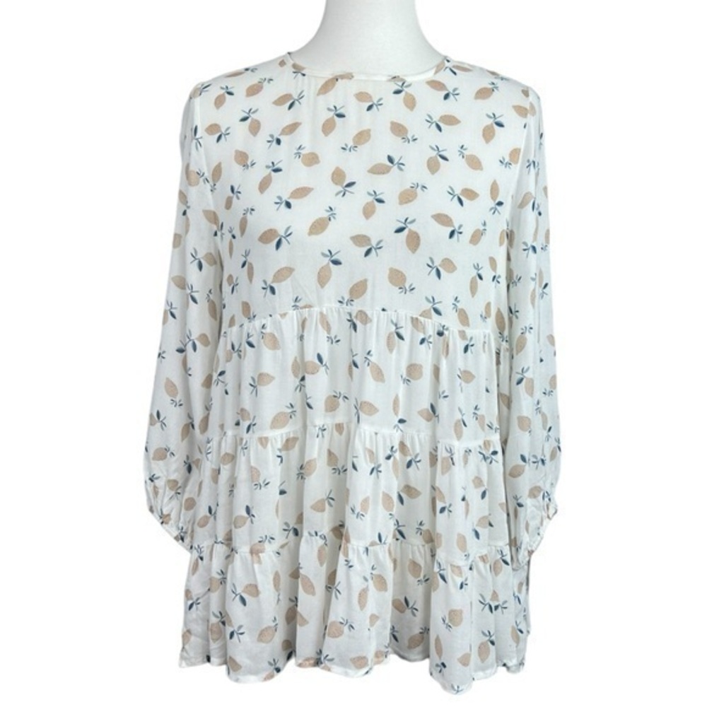 RO&DE Long Sleeve Rayon Lemon Print Flowy Boho Top